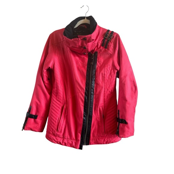 Obermeyer Jackets & Blazers - Vintage Obermeyer‎ Hot Pink Woman's Size 6 Ski Jacket Faux Leather Accents Retro